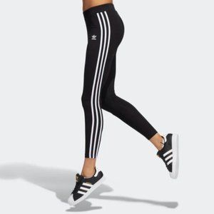 Adidas - High-Rise Climalite Leggings - Black with White Stripes